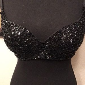 Sequin & Beads Bling Black Bra Lingerie